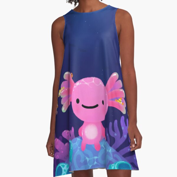 Coral axolotl A-Line Dress