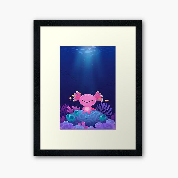 Coral axolotl Framed Art Print