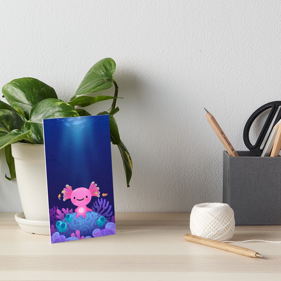 Coral axolotl Art Board Print