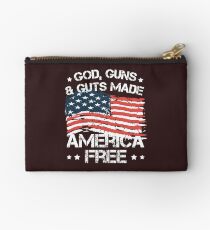 God Guns Guts Made America Free American Flag T-Shirt Studio Pouch