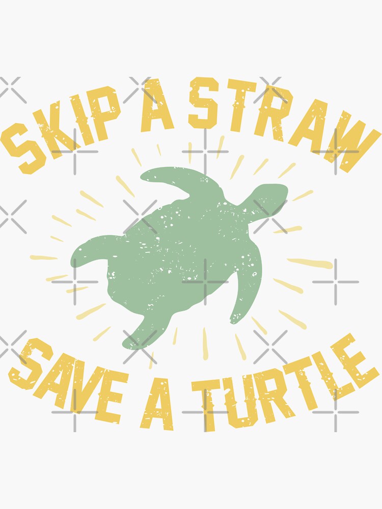 Skip a Straw Save a Turtle for Earthday - Vintage Retro Design T