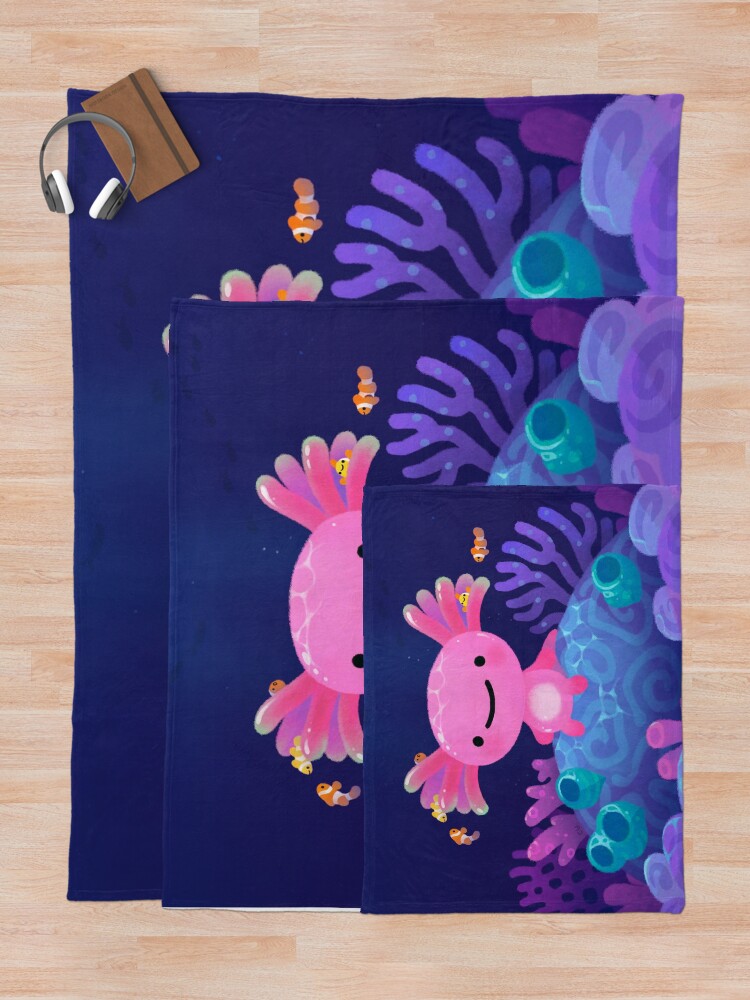 Alternate view of Coral axolotl Throw Blanket