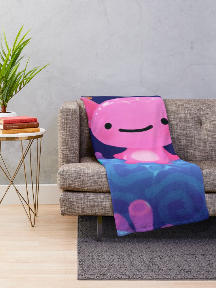 Alternate view of Coral axolotl Throw Blanket
