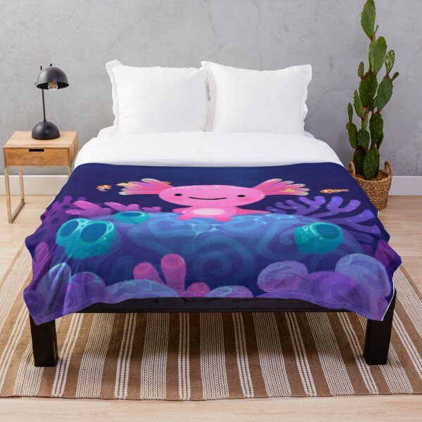 Coral axolotl Throw Blanket