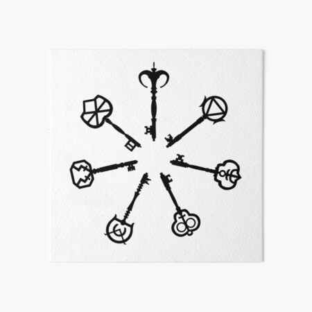 The Tale of the Seven Keys (Black Minimal) Art Board Print