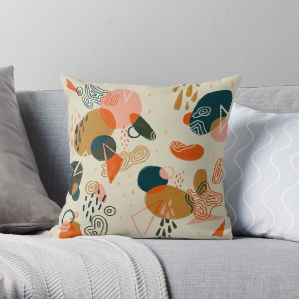 Mushroom Forest Abstract Throw Pillow