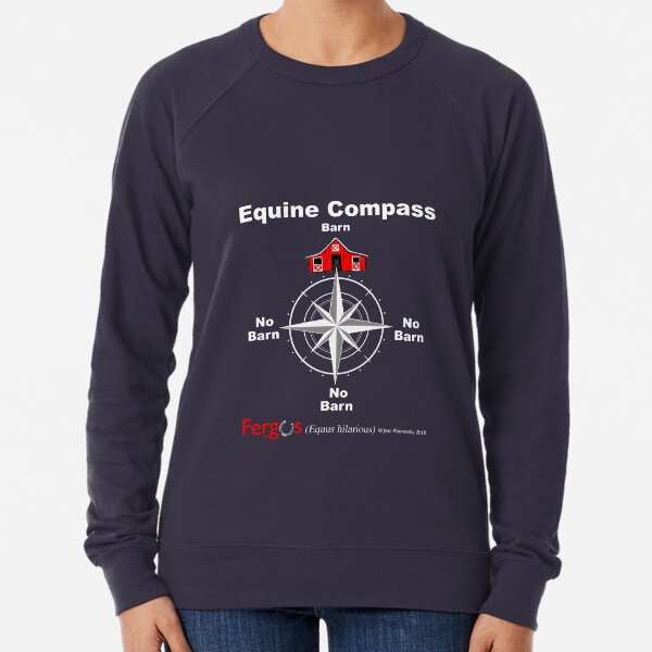 Fergus the Horse: Equine Compass (white) Lightweight Sweatshirt