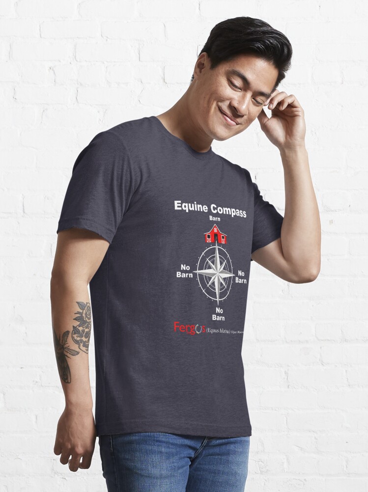 Essential T-Shirt, Fergus the Horse: Equine Compass (white) designed and sold by Jean Abernethy