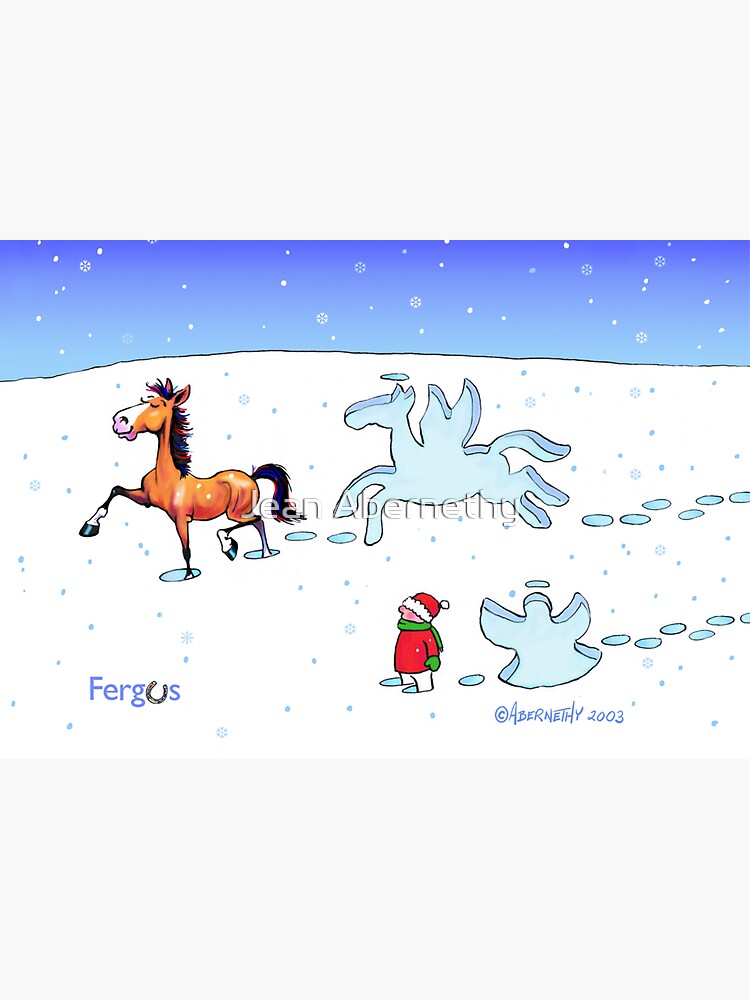 Fergus the Horse: Snow Angel Card by JeanAbernethy