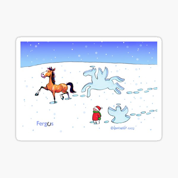Fergus the Horse: Snow Angel Card Sticker