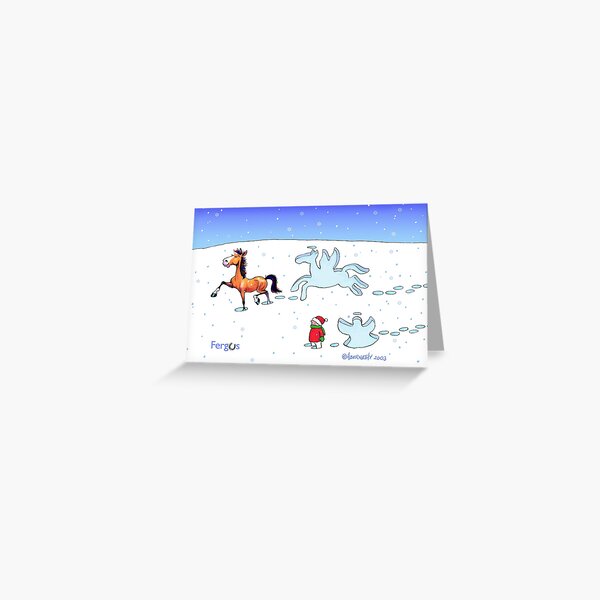 Item preview, Fergus the Horse: Snow Angel Card designed and sold by Jean Abernethy.