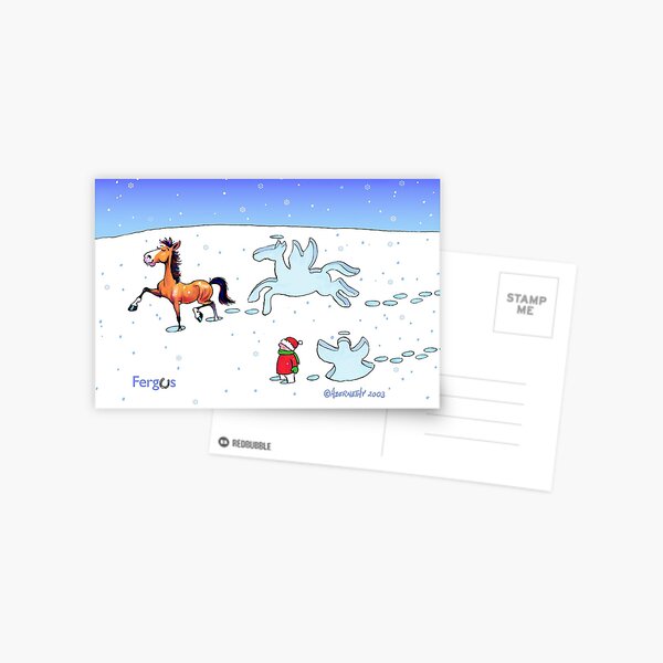 Fergus the Horse: Snow Angel Card Postcard