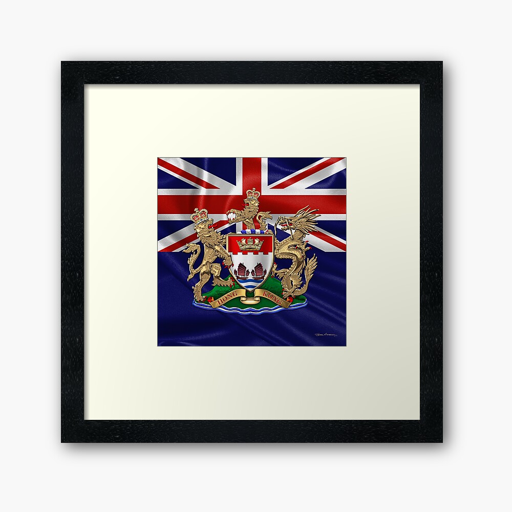 Download "Hong Kong - 1959-1997 Coat of Arms over Flag " Framed Art Print by Captain7 | Redbubble