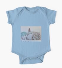 Cute Tabby Cat Playing Softly With Wool Pencil Drawing One Piece - Short Sleeve