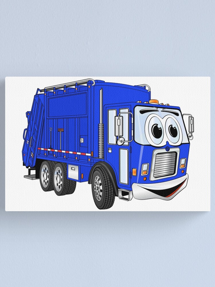 blue rubbish truck