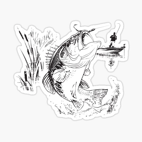 Largemouth Bass Fishing Sticker for Sale by Pixelmatrix