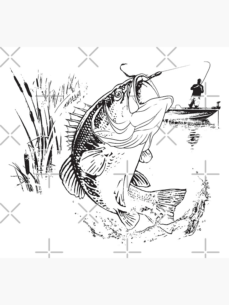 Bass Fishing Art Print for Sale by Salmoneggs