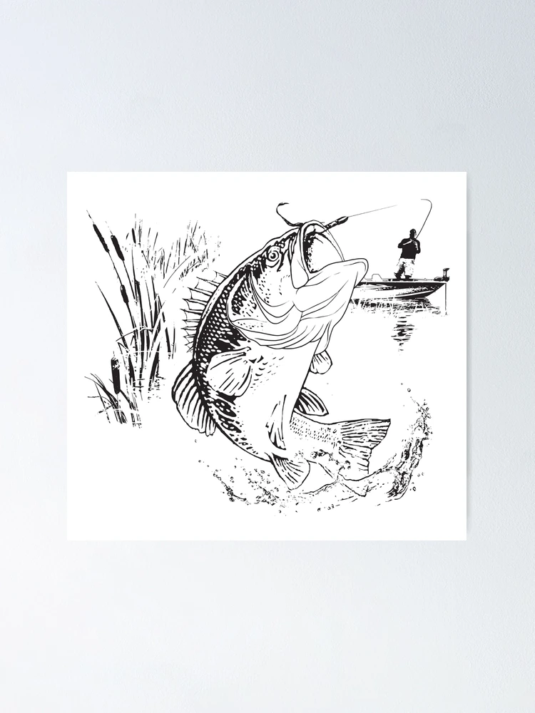 Bass Fishing Poster for Sale by Salmoneggs