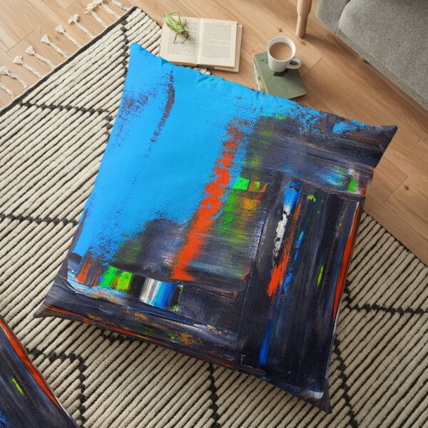 Rushed City Scape Floor Pillow
