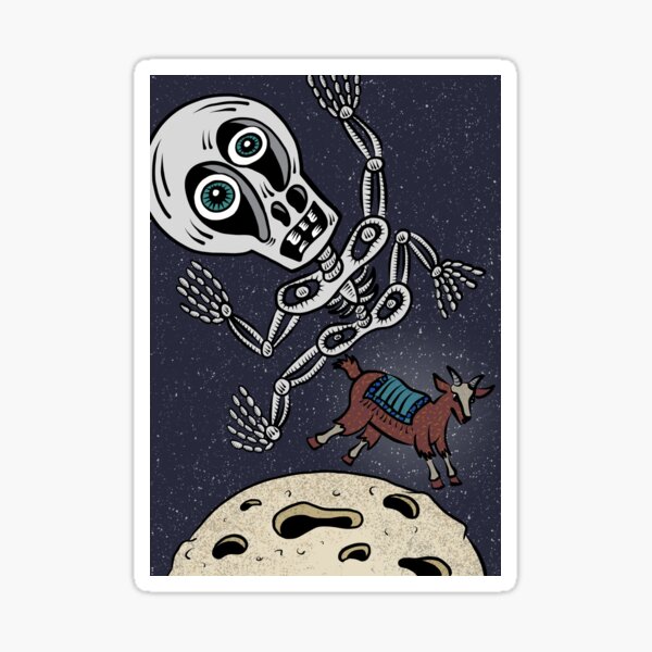 Skully over the Moon Sticker