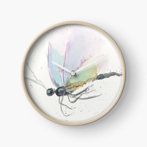 Dragonfly Soft Purple & Green Clock