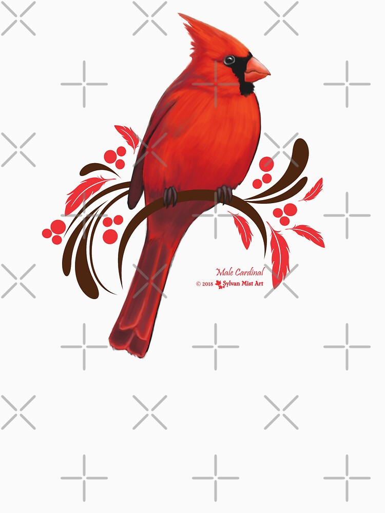 Male Cardinal Essential T-Shirt for Sale by sylvanmist
