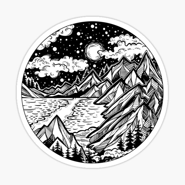 Landscape Black and White Sticker Set