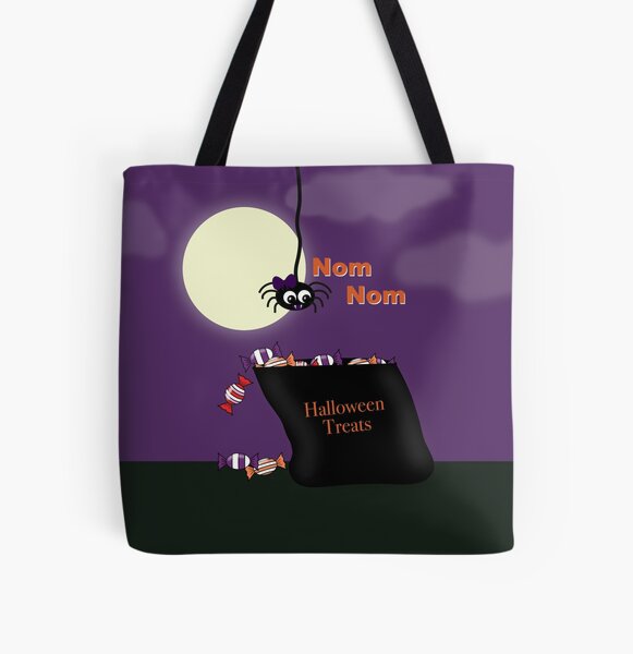 Cute halloween spider discovering treats All Over Print Tote Bag