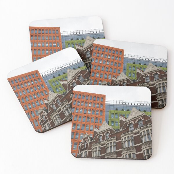 Item preview, The Old and the New - Victorian Houses in Front of the Green and Orange Facades of Central Saint Giles designed and sold by Georgia Mizuleva.