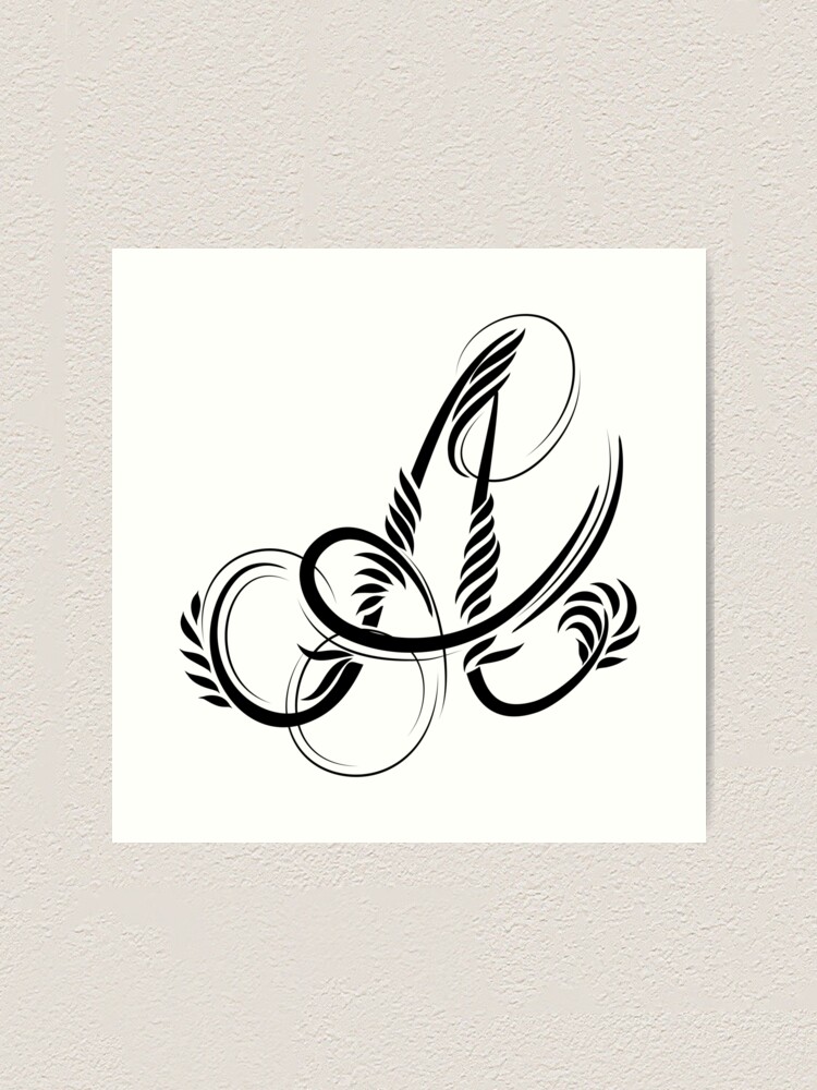 Letter A Calligraphy Name Initials Art Print By Lesiay Redbubble