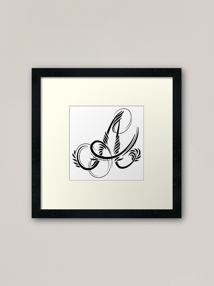 Letter A Calligraphy Name Initials Framed Art Print By Lesiay Redbubble