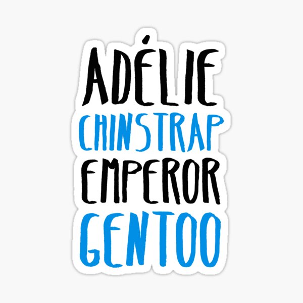 Adélie, Chinstrap, Emperor, Gentoo Pegatina