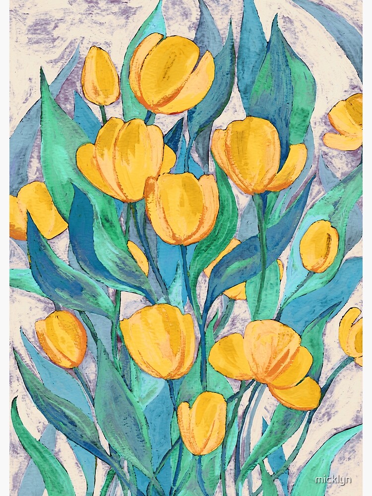 Blooming Golden Tulips in Gouache by micklyn