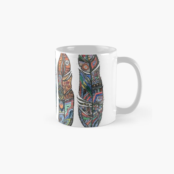 5 colorful feathers in Tbilisi - white background Classic Mug