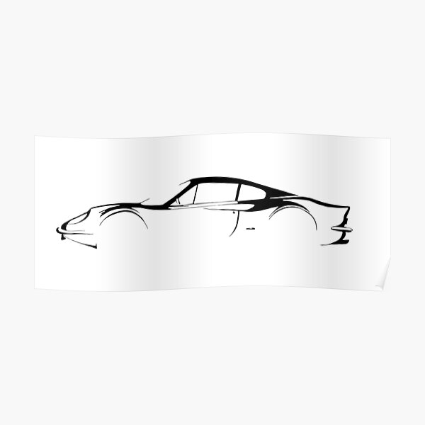 Silhouette Ferrari Dino Poster