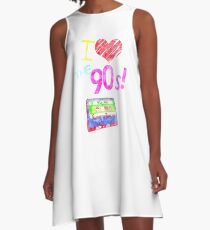 RETRO 90'S CASSETTE POP MUSIC ERA HEART A-Line Dress