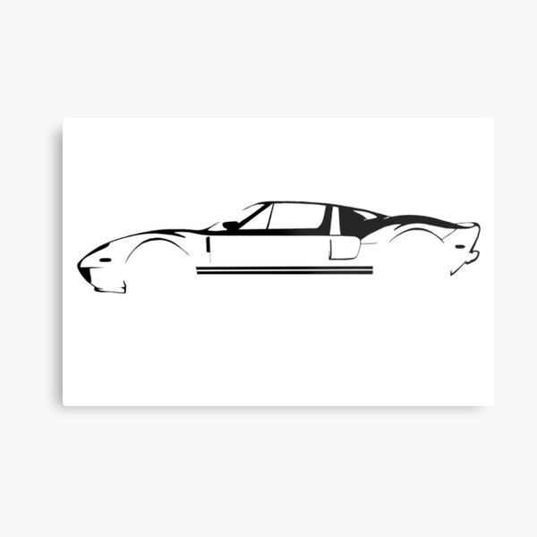 Silhouette Ford GT Metal Print
