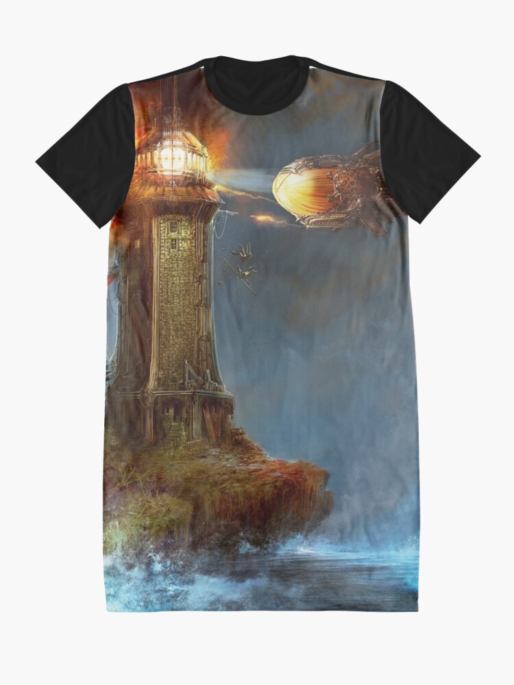 Alternate view of Steampunk Tower Attack! Graphic T-Shirt Dress