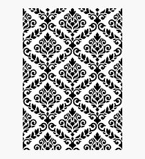 Prima Damask Pattern Black on White Photographic Print