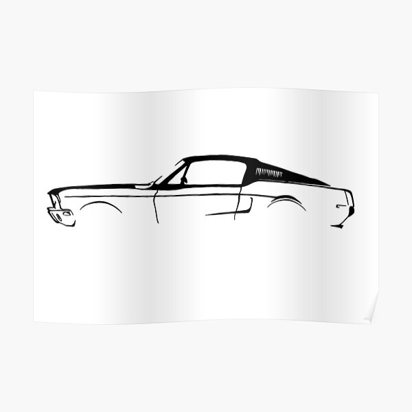 Silhouette Mustang Poster