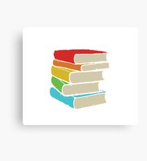 Books Rainbow Stack Distressed Canvas Print