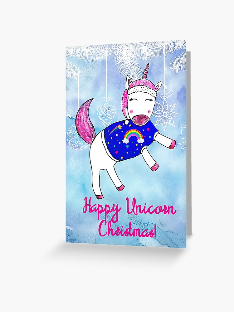 Carte De Vœux Joyeux Noel Licorne Par Studiokaufmann Redbubble