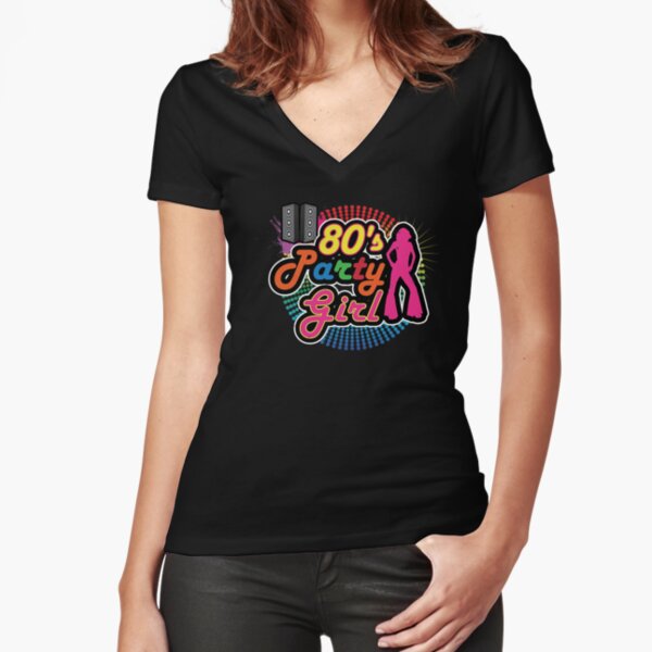 Back To The 80/'s Neon Pink Print Fancy Dress Dance Club Top 1395 Ringer T Shirt.