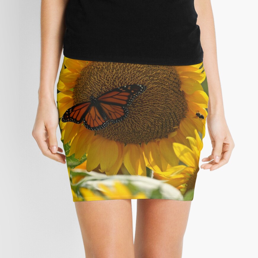 The butterfly the bee and the sunflower Mini Skirt
