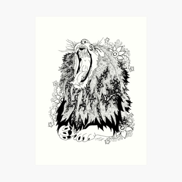 Funkadelic Lion (Black and White) Art Print