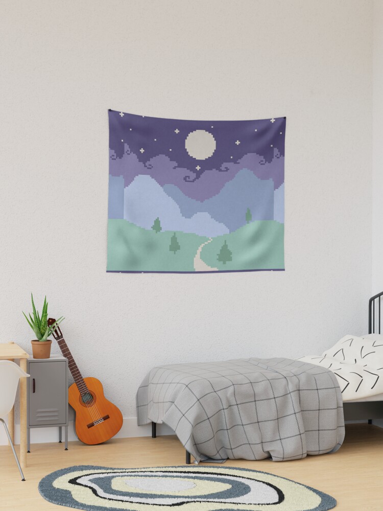 Pixel Art Moonlit Landscape Tapestry for Sale by electroslag Redbubble