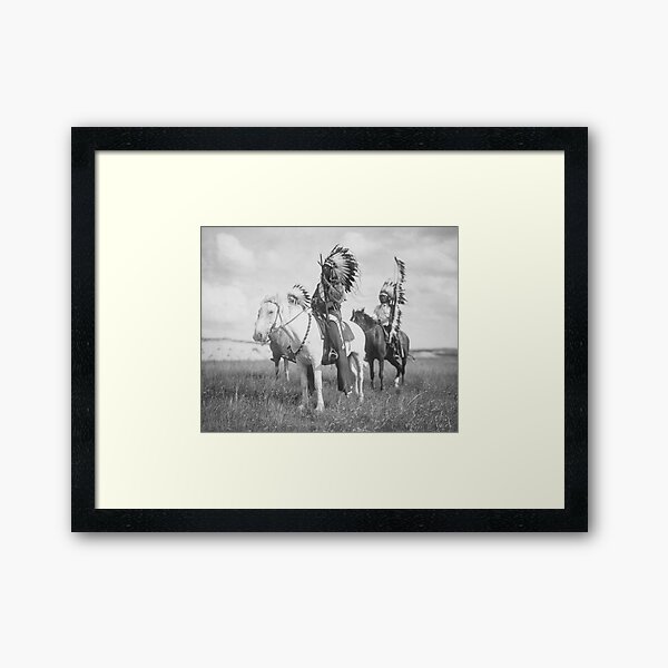 Indian Chief on Horseback, 1905. Vintage Photo Framed Art Print