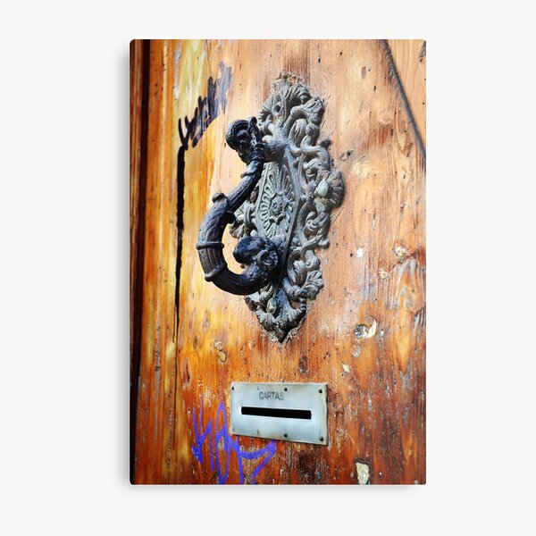 Door Knocker at Barri Gotic Metal Print