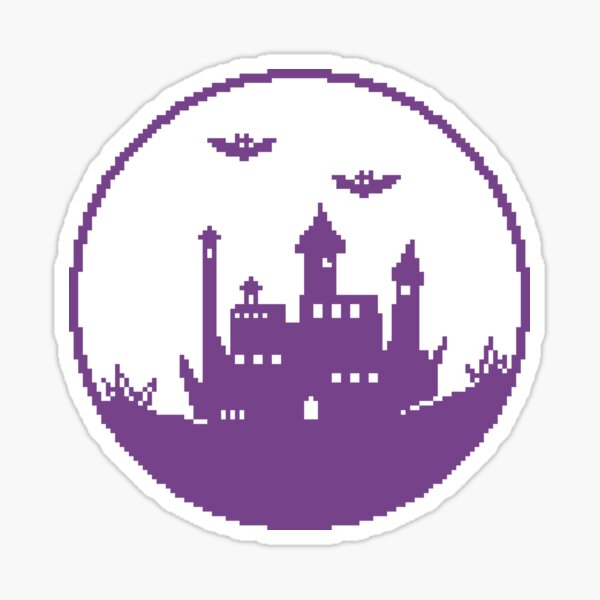 Spooky 1-Bit Pixel Castle - Purple Sticker