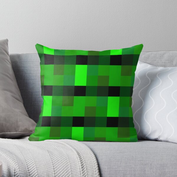 Green Techno Pixel Pattern | cool pro game retro gamer Throw Pillow